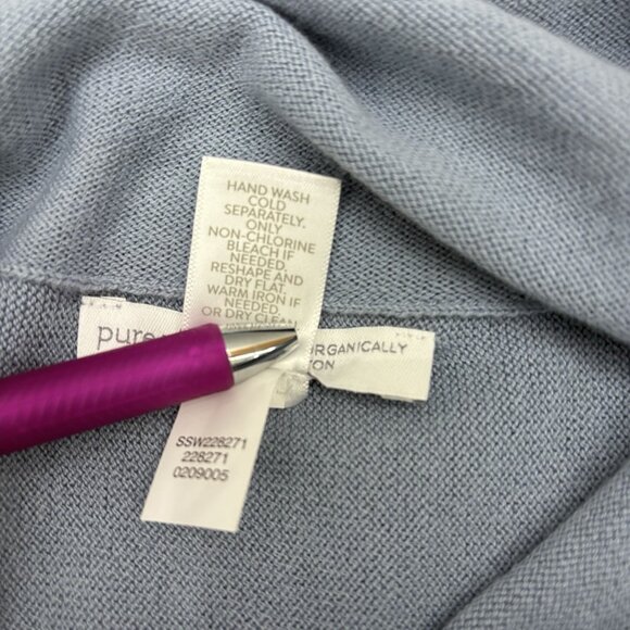 Pure‎ Jill J Jill Blue Organic Cotton Cashmere Cowl Neck Dolman Sleeve Large - Picture 8 of 10